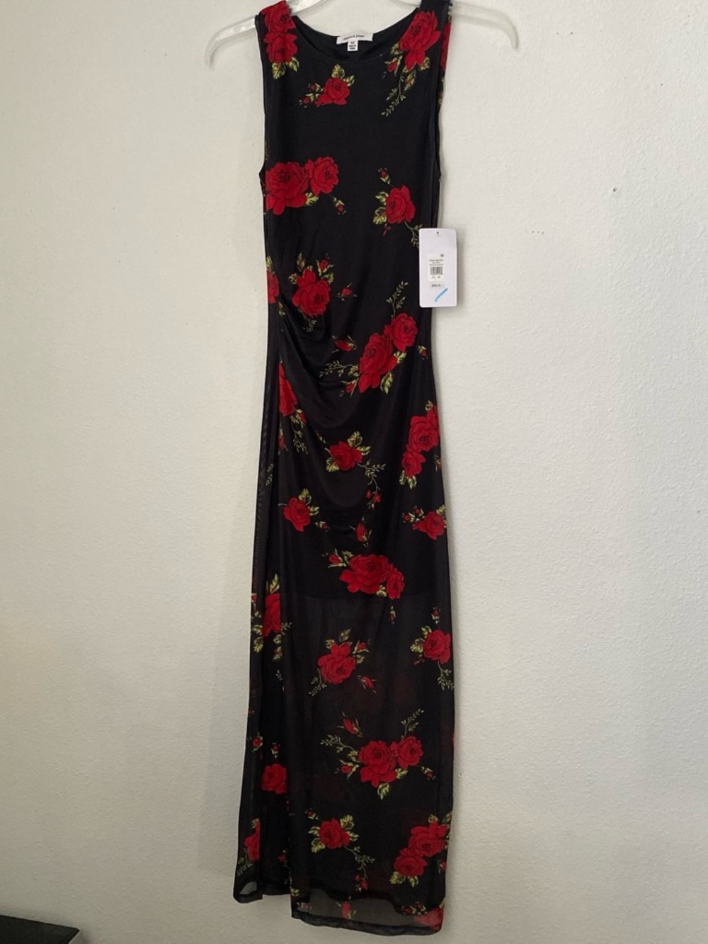 Black Floral Rose Maxi Dress